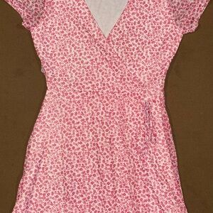 Rue21 Pink Floral V-Neck Wrap Dress